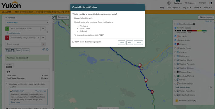 Simplified Creation of Route Notifications